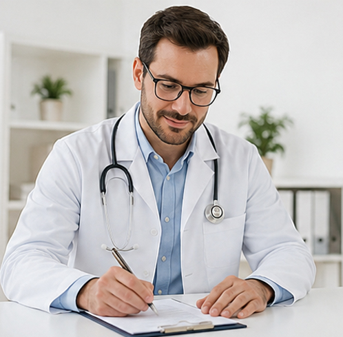 Doctor with notepad
